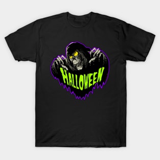 HALLOWEEN with the Grim Reaper Green T-Shirt